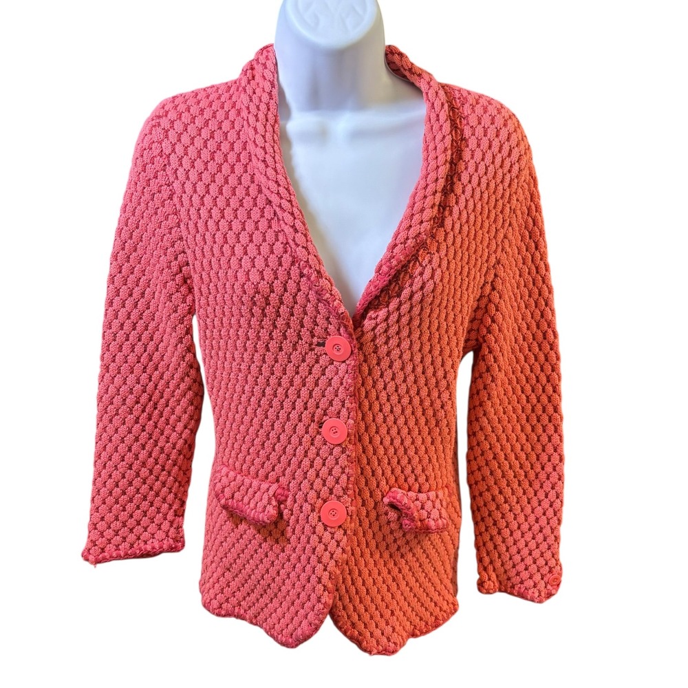 Caslon Knit Blazer Coral Pink Button‎ Front Textured Jacket Small